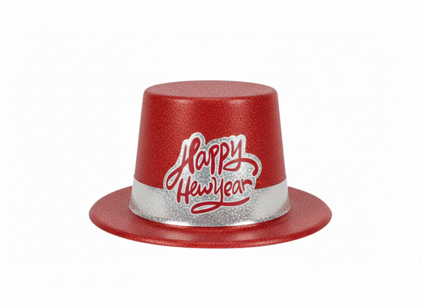 Happy New Year Glitter Party Hat - Red | AL1835