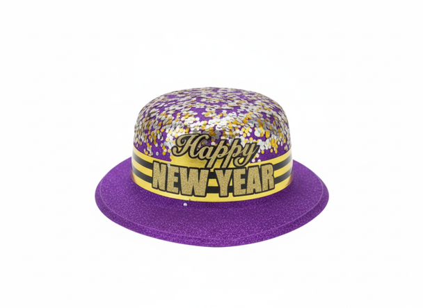 Happy New Year Glitter Party Hat - Purple | AL1840