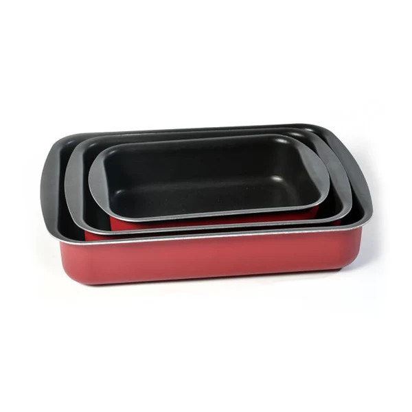 Gumus Oven Tray 25-30-35 Cm Rectangular Nonstick Aluminuim | RT RECTANGLE SET 3 PIECES