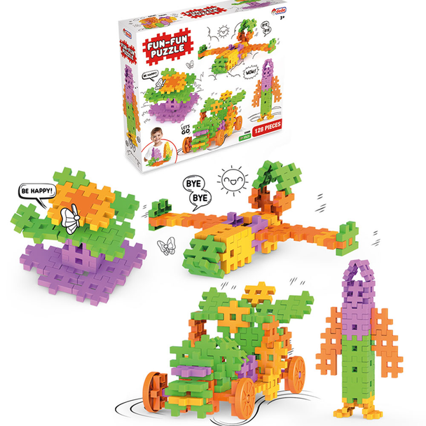 Fun-Fun Puzzle Creative Construction Set - Educational Building Toy (128 Pieces) | 03905