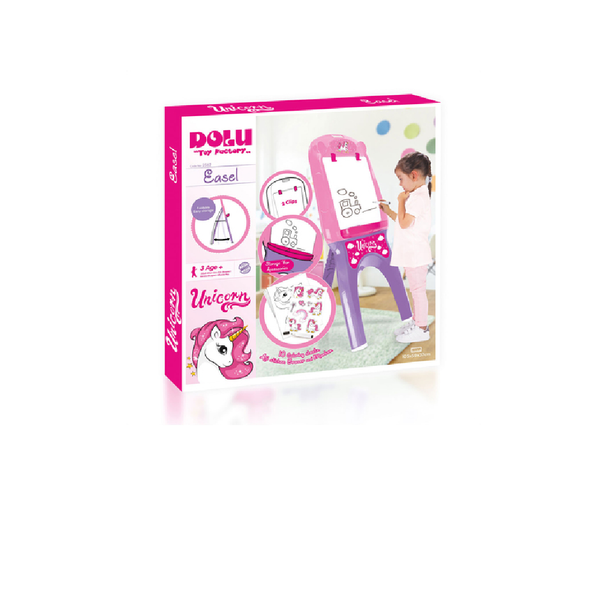 Unicorn Kids Drawing Easel - Pink & Purple Art Board with Stickers | 2562