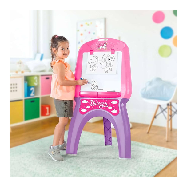Unicorn Kids Drawing Easel - Pink & Purple Art Board with Stickers | 2562