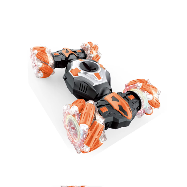 World of Toys Tornado Twist Car Double-Sided RC Stunt Vehicle with Soft Bullet Launcher - Orange | DH666-74B