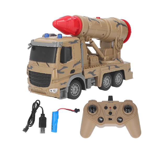 World of Toys RC Military Missile Truck 1:24 with Rotating Launcher, Lights & Sound | HT111 / HT1110