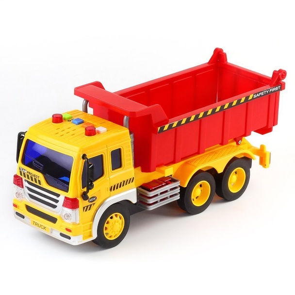 World of Toys RC Construction Dump Truck 1:18 with Sound & Music - Red | 528-3 / 525-3