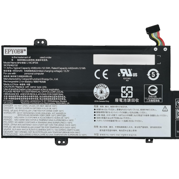 Lenovo Compatible Notebook L19C3PD6 Laptop Battery