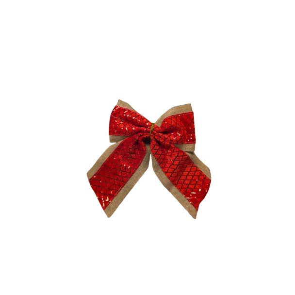 Decorative Bow 23.5 × 30.5 cm - Red Sequin Christmas Bow | X26A47-2