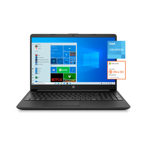 HP 15.6" FHD, Celeron N4020, 4GB RAM, 128GB SSD, Black, Windows 10 Home in S mode plus Microsoft Office, 15-dw1001wm | 4J238UA#ABA