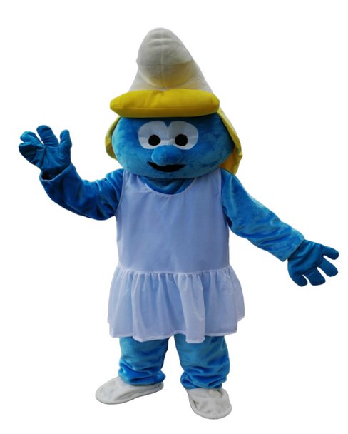 Blue Cartoon Girl Mascot Costume with Dress - Full Body Suit | AL1203