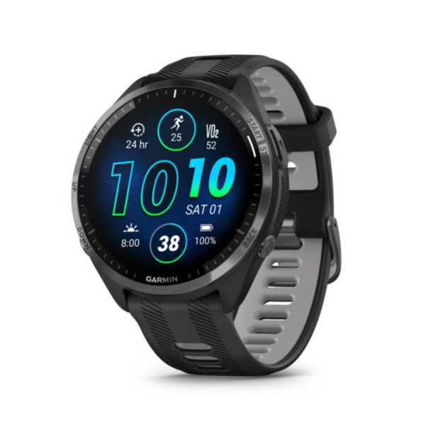 Garmin Forerunner 965 - Carbon Grey DLC Titanium Bezel with Black Case and Black/Powder Grey Silicone Band | 010-02809-10 (USED)