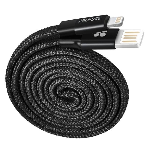 Promate Coiline-i Auto-Rolling USB-A to Lightning Cable - Grey
