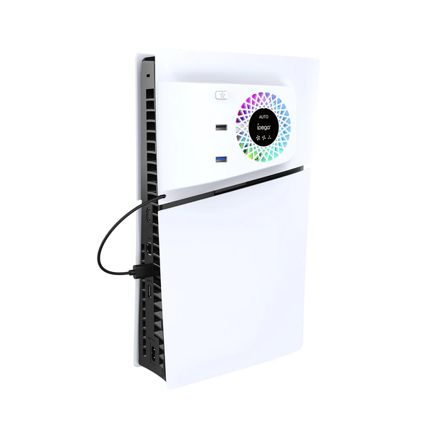 PG-P5S019 RGB Cooling Fan with 2 USB Ports for PS5 Slim - Auto-Sensing Cooler