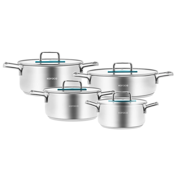 Karaca Arya Induction Based 9-Piece Steel Cookware Set - Blue | 153.03.08.2651