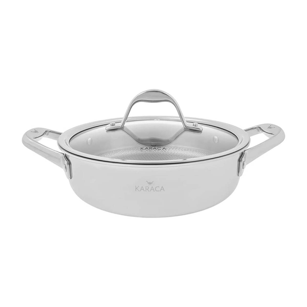 Karaca 3-Ply Powersteel 316+ Steel Induction Based Honeycomb Rice / Karniyarik Pot - 24 cm, 2.9 L | 153.03.08.0552