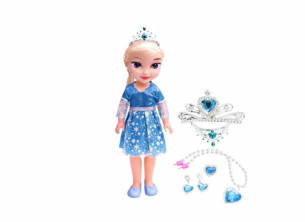 Elsa-Style Princess Doll with Jewelry Set - Blue Dress | GL100415