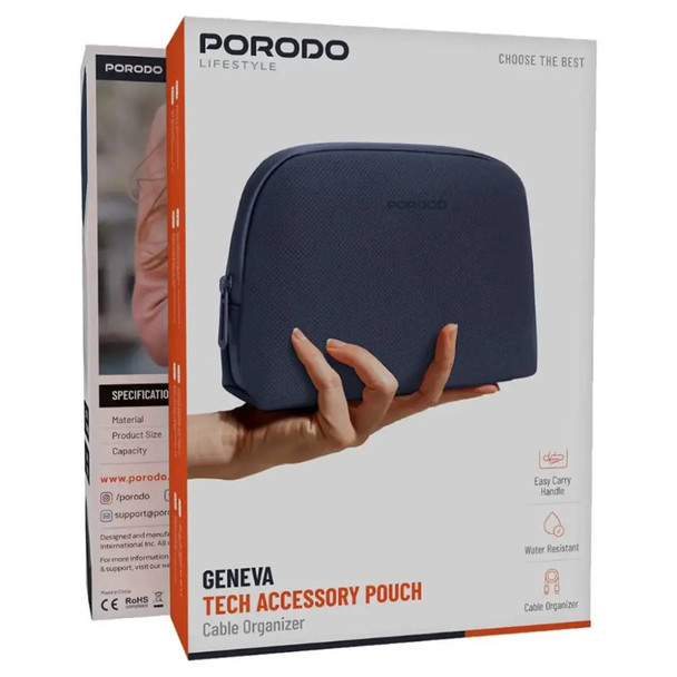 Porodo Lifestyle Geneva Tech Accessory Pouch - Blue | PDLFSTPBL
