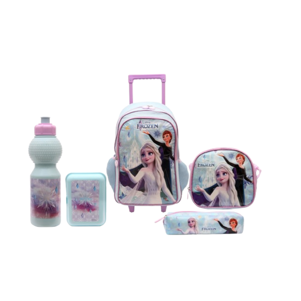 Kids Trolley School Backpack Set – Frozen Elsa & Anna Design (5-Piece Set) | 500219