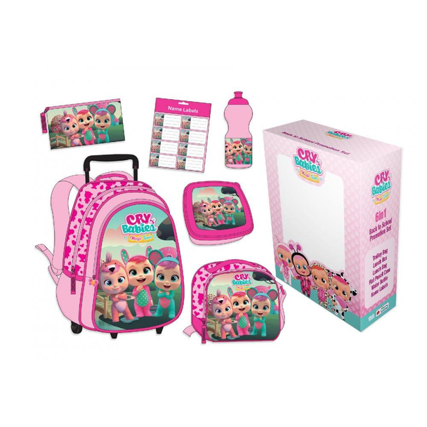 Kids Trolley School Backpack Set – Cry Babies Magic Tears (6-in-1 Set) | CBPR23-1
