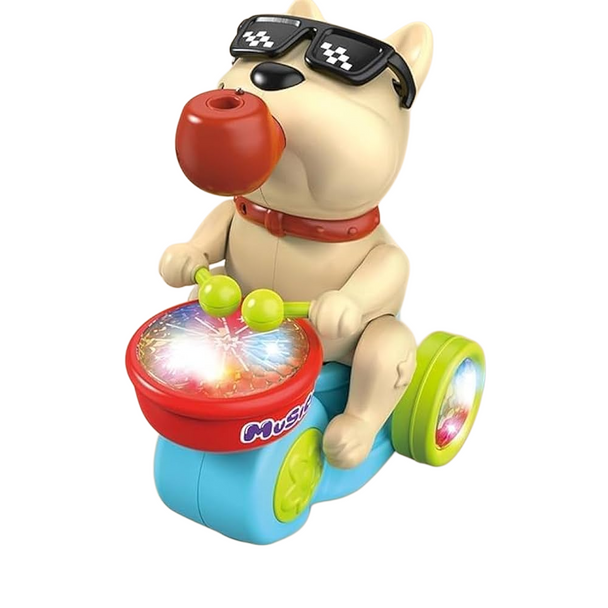 Musical Drum Dog Toy with Lights & Sound – White | 674B