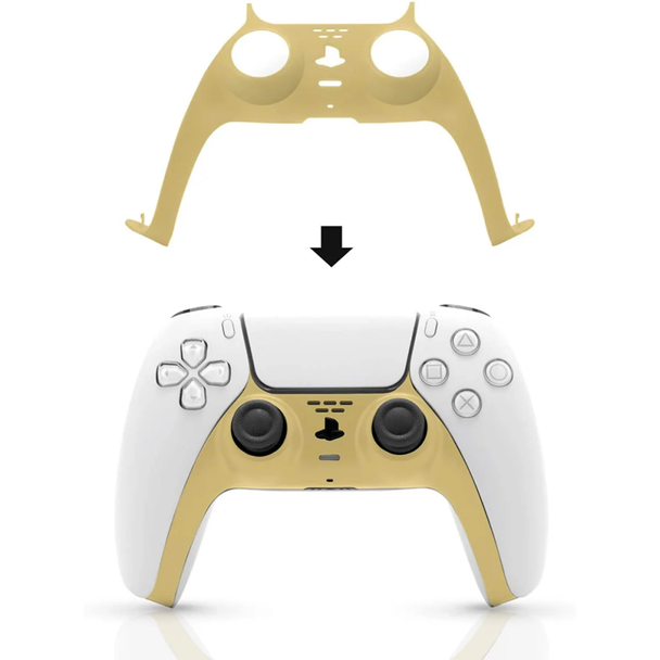 Decoration Shell Cover with Two Analog Grips For PS5 DualSense Controller - gold