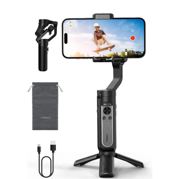 Hohem iSteady XE Phone Gimbal Stabilizer (2023) with Magnetic Light – Black | iSteady XE
