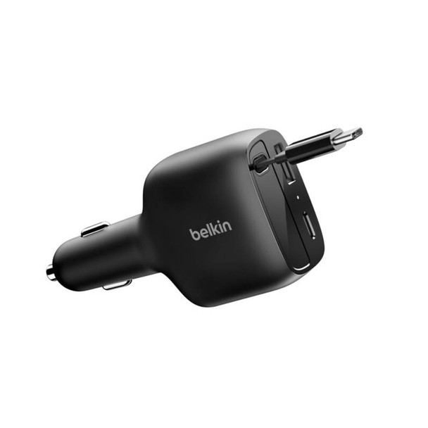 Belkin BoostCharge Retractable Car Charger 75W – Black | CCC001HQBK