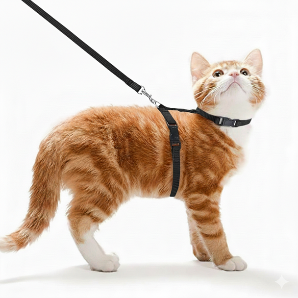 Göksum Petshop Cat Leash & Harness - Black | PET-CL-BKG01