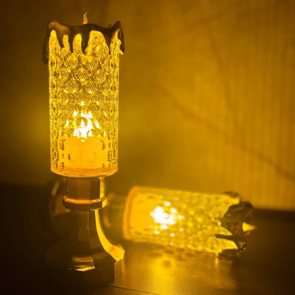 Textured stated Glass LED Candle Holder | 7125-8