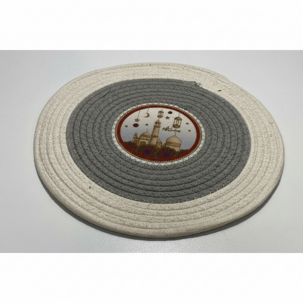 Ramadan Round Woven Placemat – 30 cm, Islamic Lantern & Mosque Pattern | 1030-123