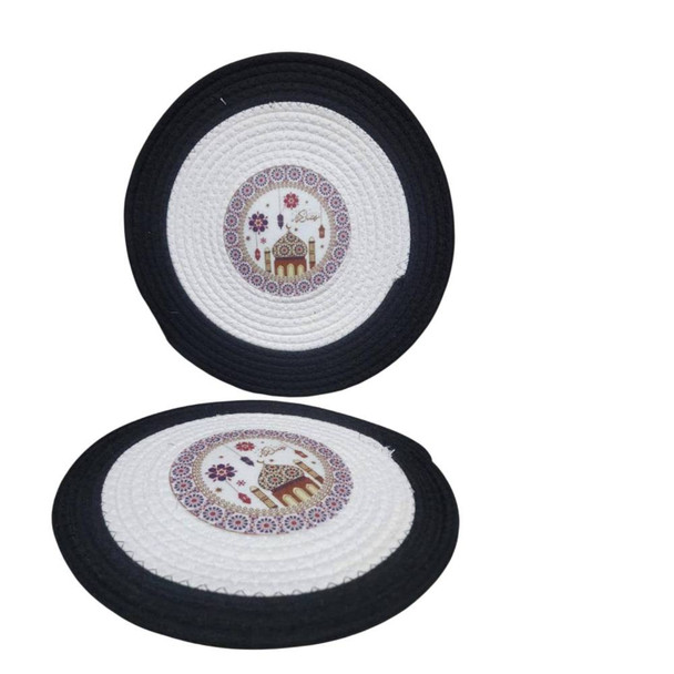 Ramadan Premium Round Woven Placemat 30cm – Islamic Mosque Center Design | 1030-125