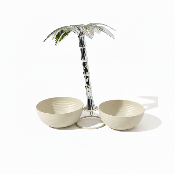 Ramadan Palm Tree Style Double Bowl Serving Stand | 7138-29
