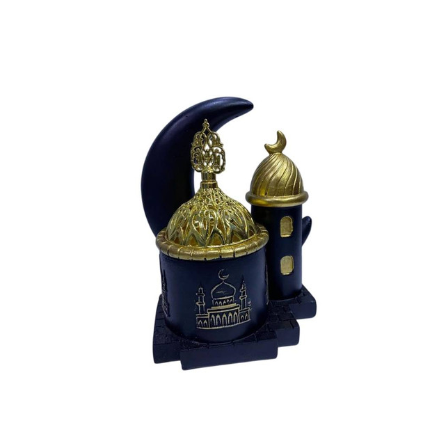 Ramadan Resin Incense Burner with Crescent Moon & Gold Mosque Design | 2002-48