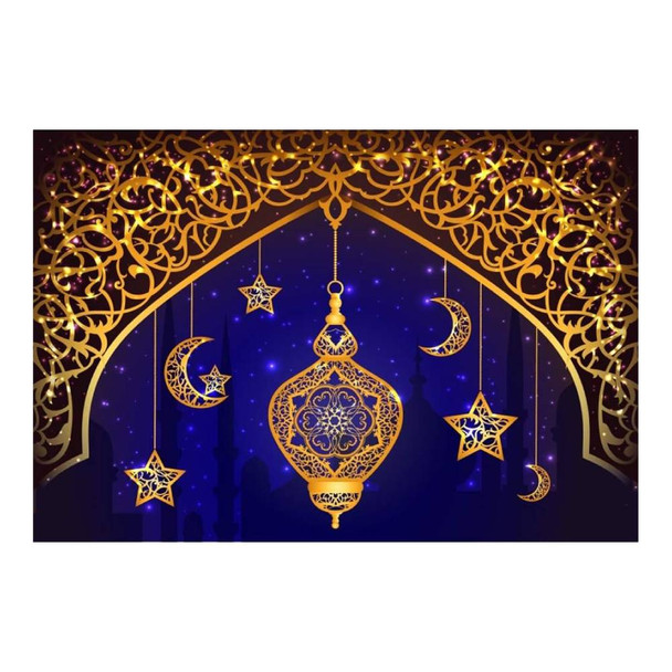 Ramadan Islamic Night Sky Decorative Backdrop with Lanterns and Moon | 7102-25