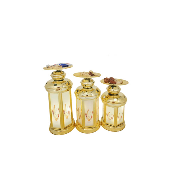 Ramadan Gold Decorative Lantern Set with Serving Trays | AL997