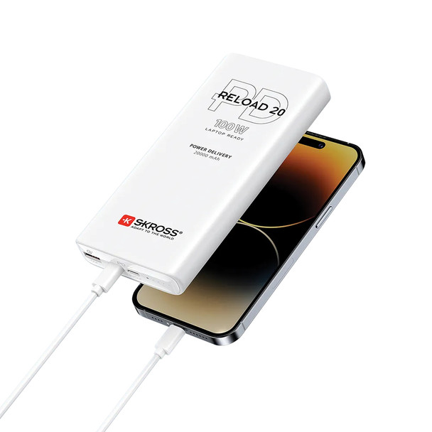 SKROSS Reload 20HGF-PD 20000mAh Power Bank – USB-C PD Fast Charging (White) | 1400138