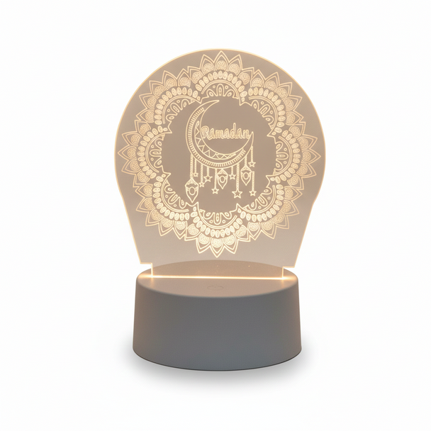 Ramadan Resin LED Acrylic Lamp with Crescent Pattern | 7076-2