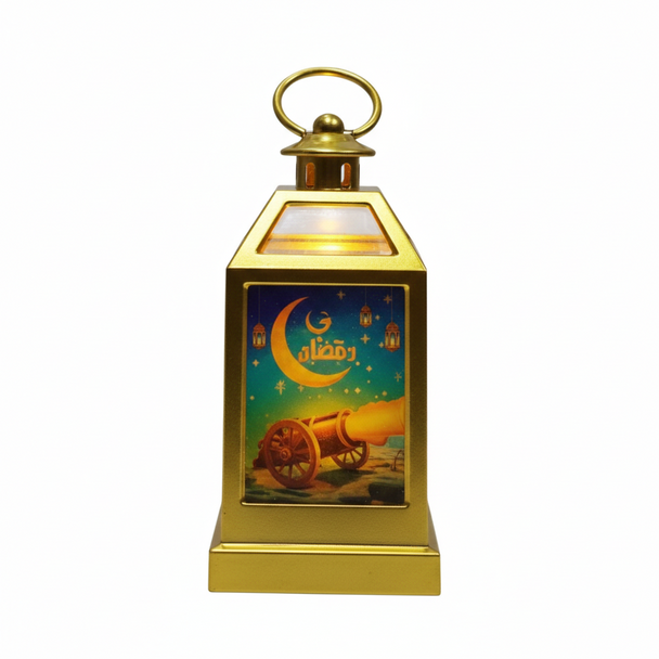 Ramadan Metal LED Lantern with Crescent Moon Design – Gold | 7082-19A