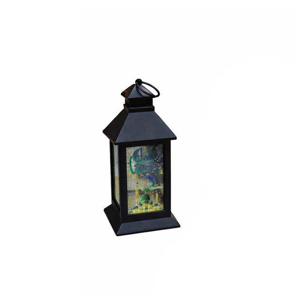 Ramadan Decorative LED Lantern with Abstract Mosque Artwork – Black | 7082-25B