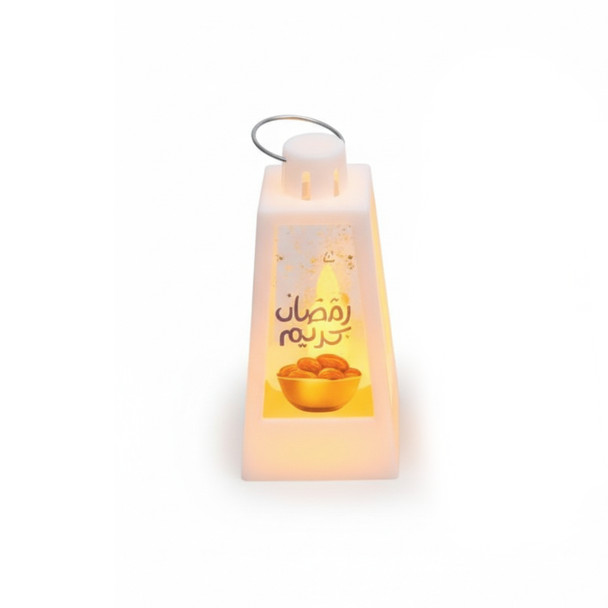 Ramadan LED Lantern with Dates Bowl Artwork – White | 7082-6W