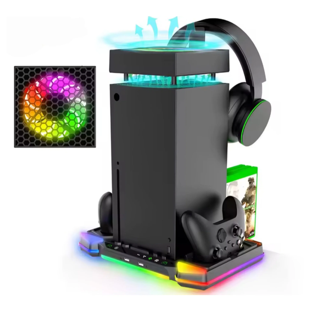Ipega Xbox Series X Multi-function RGB Stand with Charging Dock, RGB Cooling Fan; Game Storage & Headphone Stand - PG-XBX023S