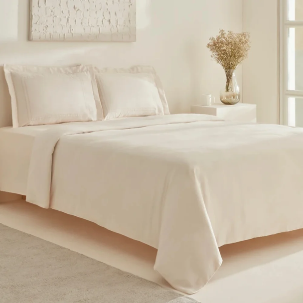 Karaca Home White Collection Felves 100% Cotton Beige King Size Duvet Cover Set | 200.22.06.0041