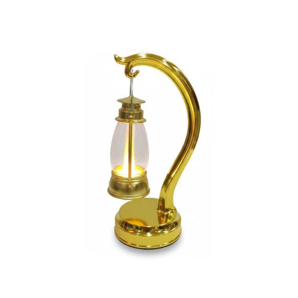 Ramadan Hanging LED Lantern with Curved Stand – Gold | 7082-23