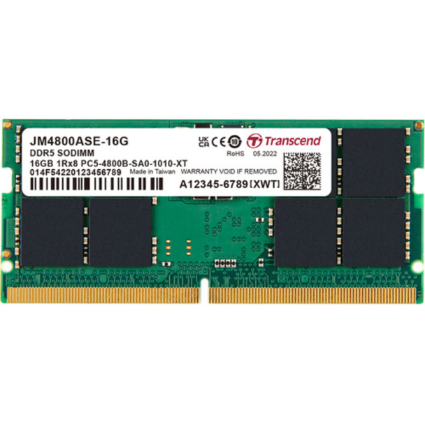 Transcend 16GB Memory Laptop DDR5 (4800) | JM4800ASE-16G