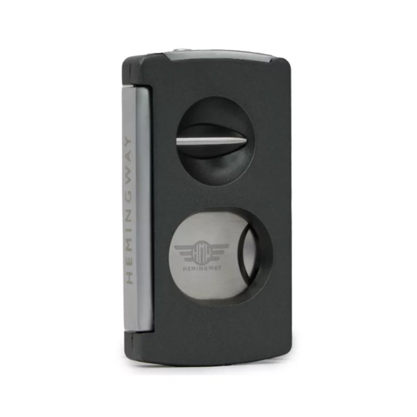 Hemingway Luxury Cigar Cutter Stainless Steel V-Cut and Round Cut with Cigar Punch – Black | HemCutBlack