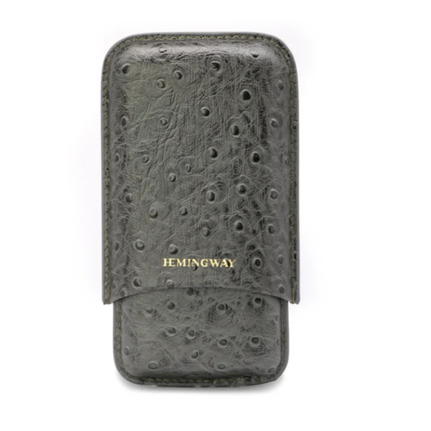 Hemingway Portable Cigar Case 3 Cigars Holder Premium Leather Cigar Case - Gray | HMW3PGY
