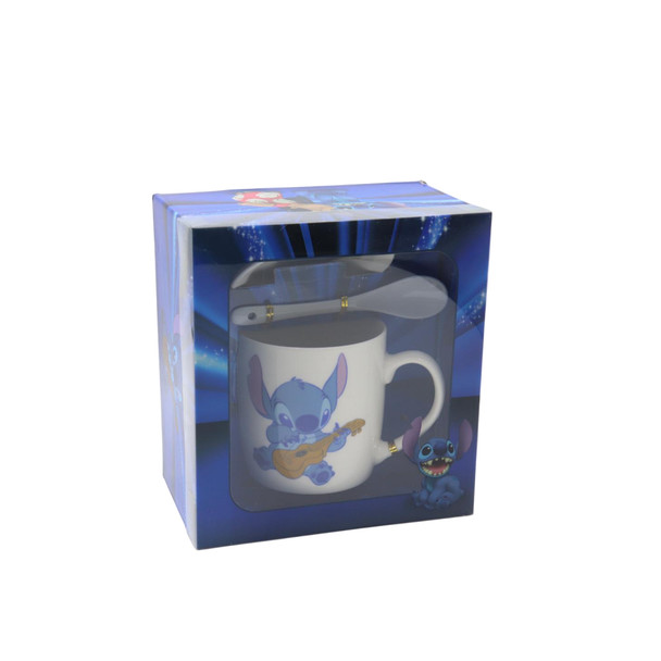 Cartoon Stitch and Angel Ceramic Mug with Spoon Gift Box Coffee & Tea Cup Set | HK1020