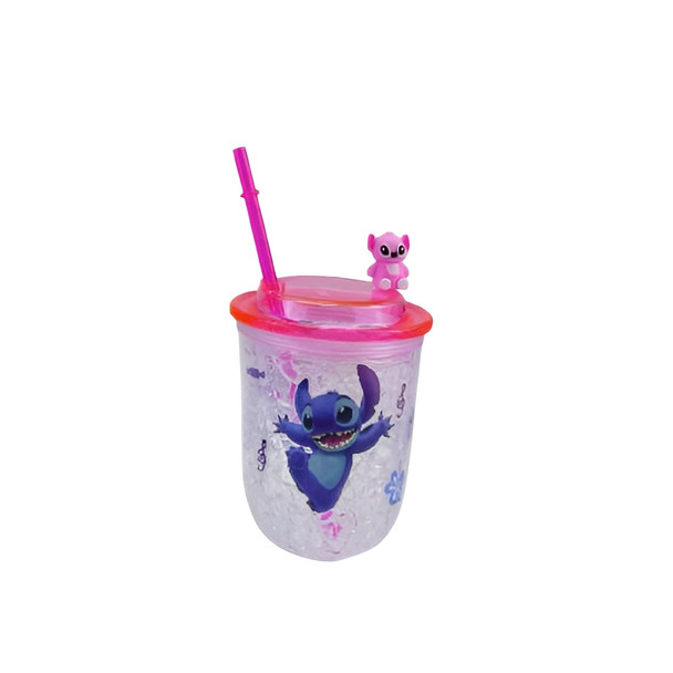 Kids Cartoon Angel Plastic Tumbler with Straw Ice Drink Cup – Pink Lid | AL6620-7B