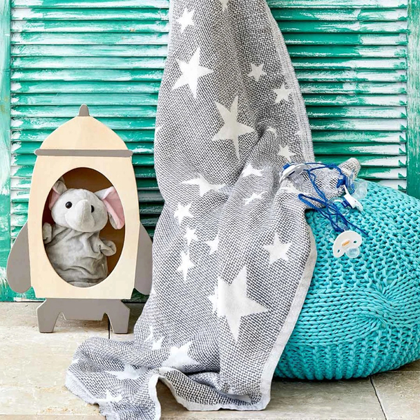Karaca Home Baby Star Gray 80x120cm Baby Blanket | 200.16.01.0413