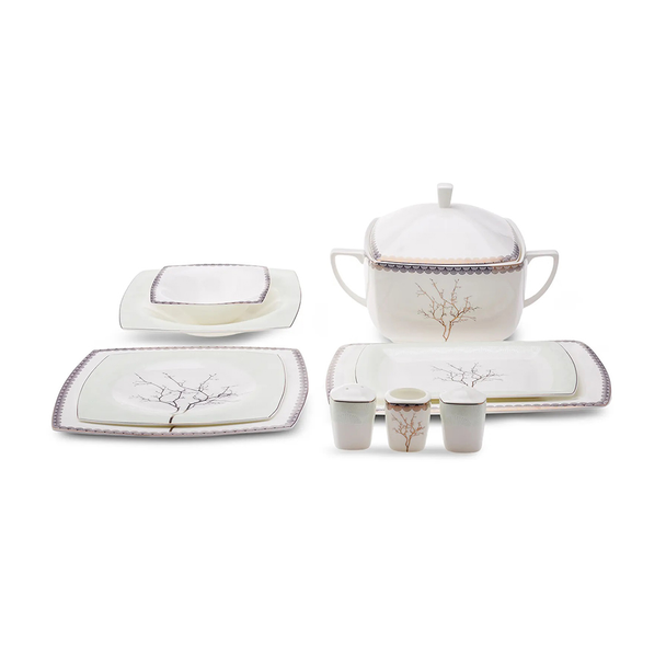 Karaca Fine Pearl Banyan 62-Piece Dinner Set for 12 People | 153.03.08.0646