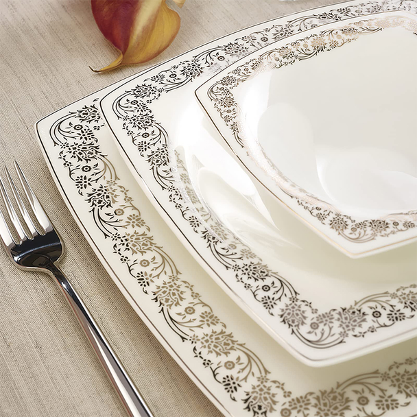Karaca Fine Pearl Trove 62-Piece Crockery Set for 12 People | 153.03.08.1110